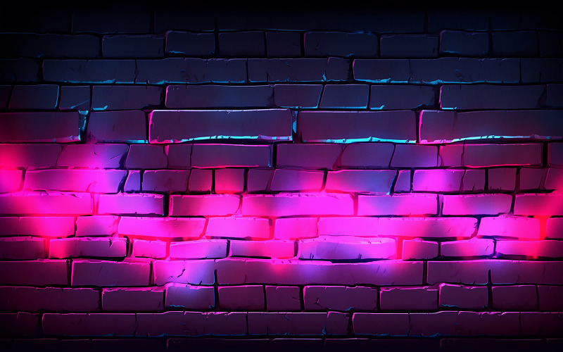 Pouštní cihlová zeď s neonovým světlem
