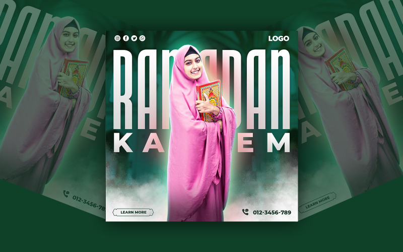 Progettazione del modello di post sui social media di Ramadan Kareem