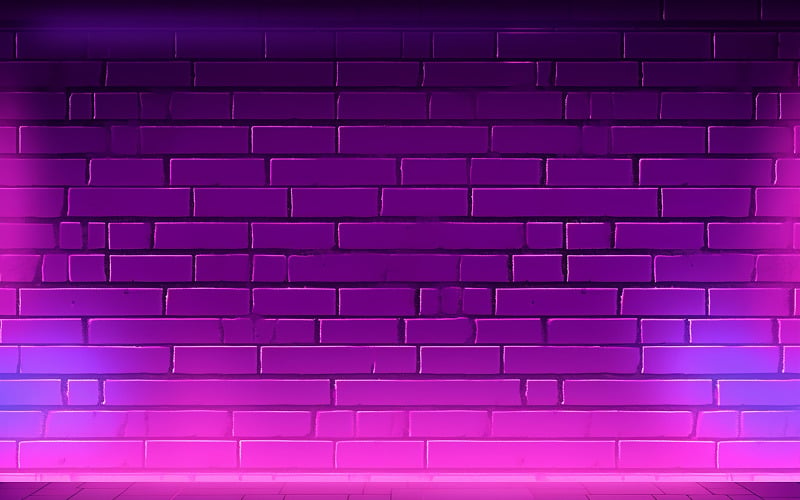 Ściana z cegieł z neonem_Ściana z cegieł z różowym neonem