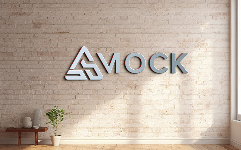 Indoor bakstenen muur logo mockup realistisch 3d