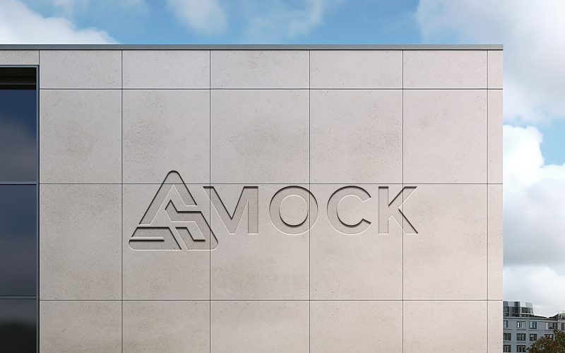 Mockup del logo della parete dell'edificio inciso di lusso psd