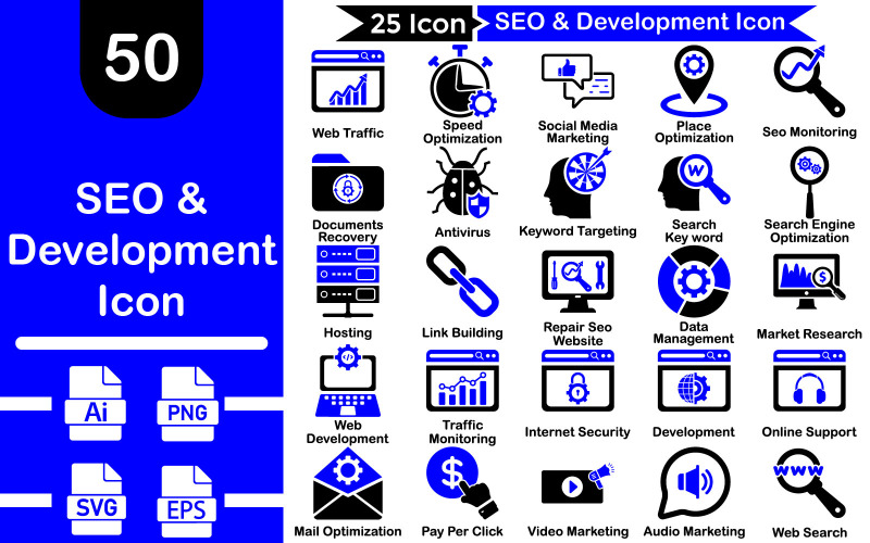 Sada ikon pro SEO a vývoj
