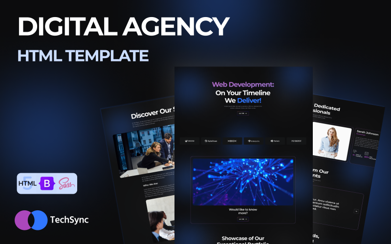 Tech Sync - IT-lösningar och företagstjänster Digital Agency HTML5-webbplatsmall