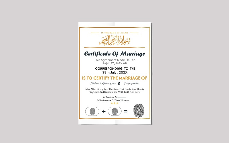 Certificato di matrimonio per la verifica islamica