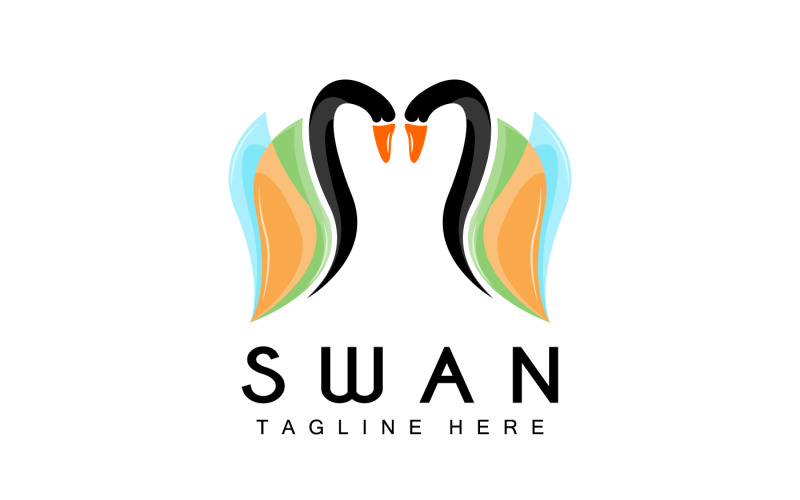 Cisne Logo Pájaro Animal Diseño V3
