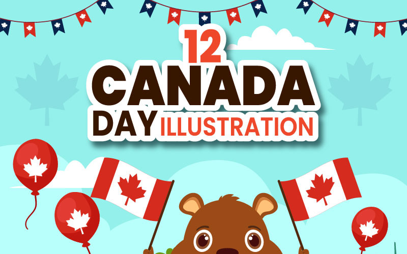 12 Šťastný Den Kanady Ilustrace
