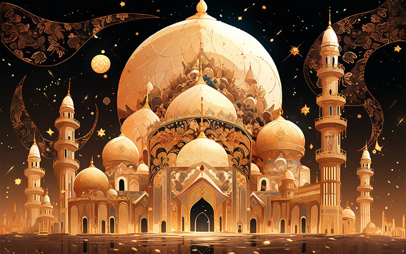 Luxury gold mosque background_gold luxury mosque