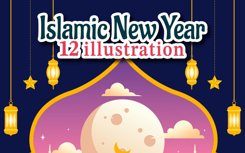12 Illustrazione del felice anno nuovo islamico