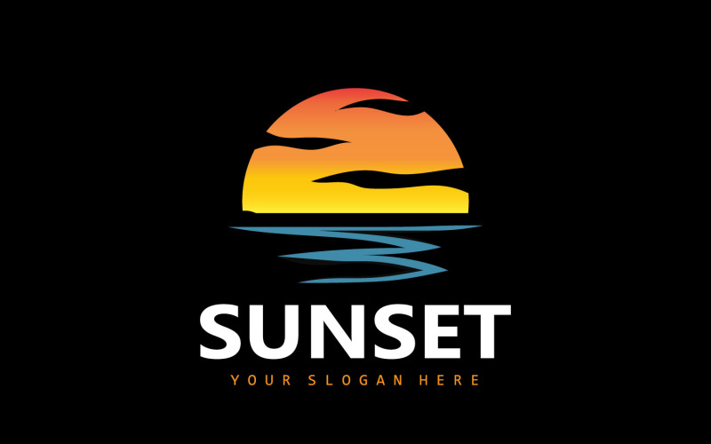 Logotipo do pôr do sol praia rio vetor DesignV1