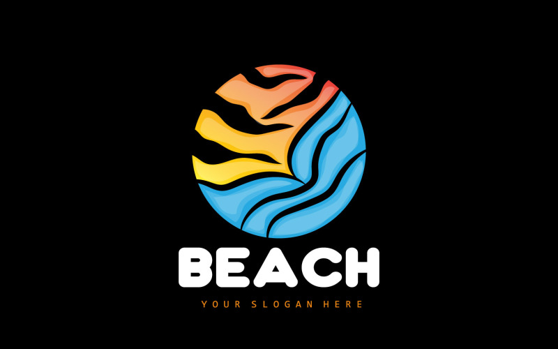 Logotipo do pôr do sol praia rio vetor DesignV7