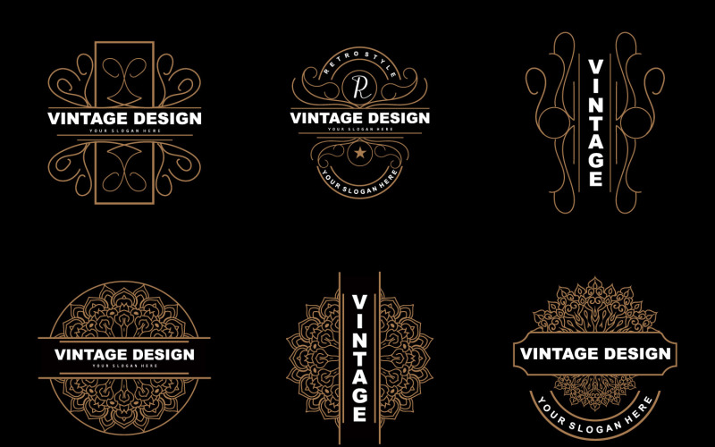 Ретро Vintage дизайн Орнамент логотип VectorV3