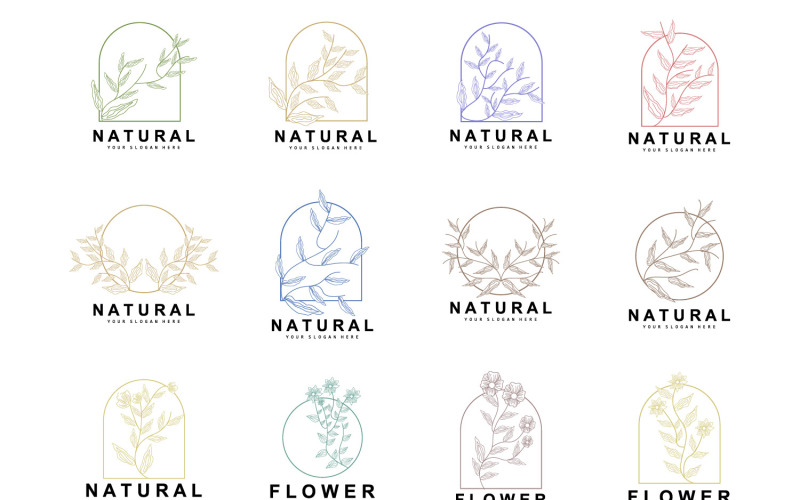 Semplice logo botanico di foglie e fiori VectorV5