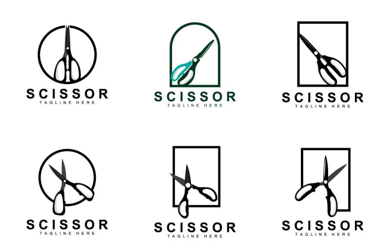 Design del logo delle forbici vintage vecchio semplice V20