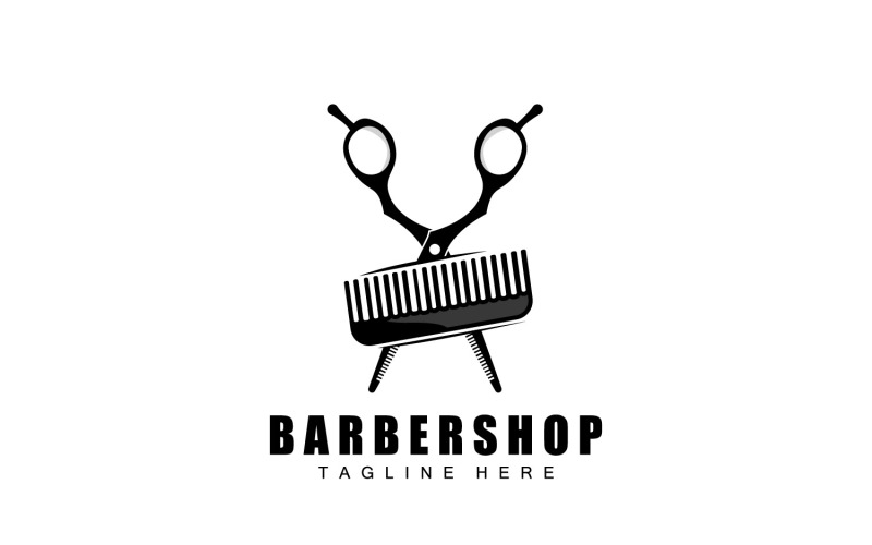 Design del logo delle forbici vintage vecchio semplice V7