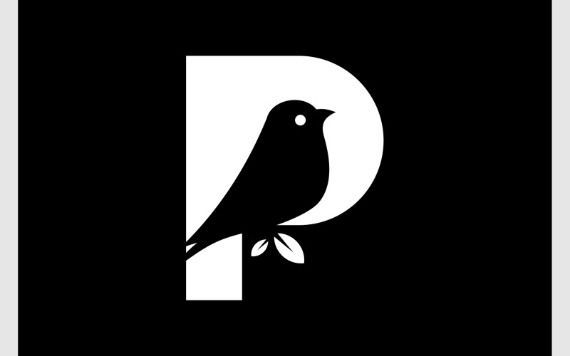 Lettera P Logo dell'uccello del piccione