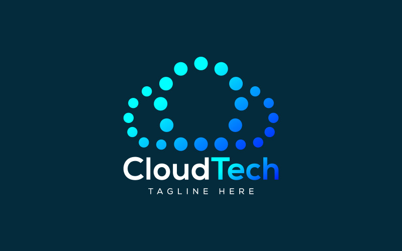 Projekt logo technologii chmury cyfrowej sieci