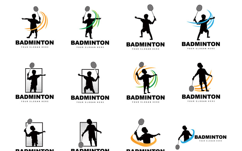 Badminton-Logo Einfaches Badmintonschläger-DesignV5