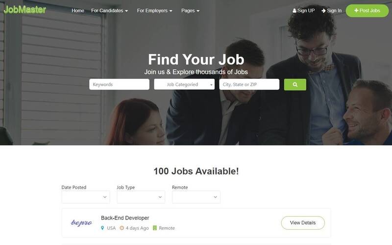 JobMaster - HTML-jobportaalsjabloon