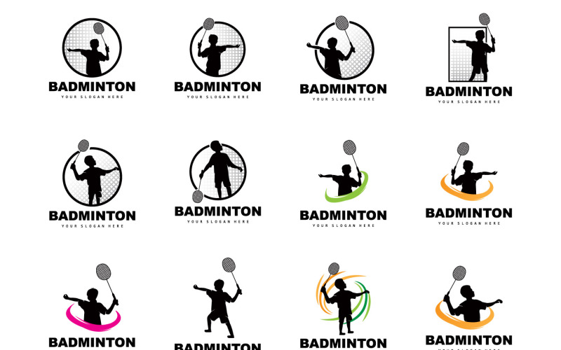 Logo da badminton Design semplice della racchetta da badmintonV4