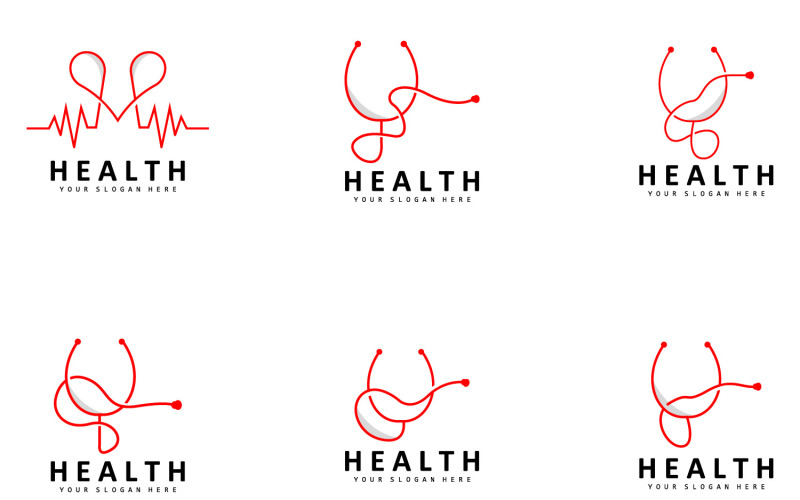 Logotipo De Estetoscopio Diseño Simple De Atención MédicaV3