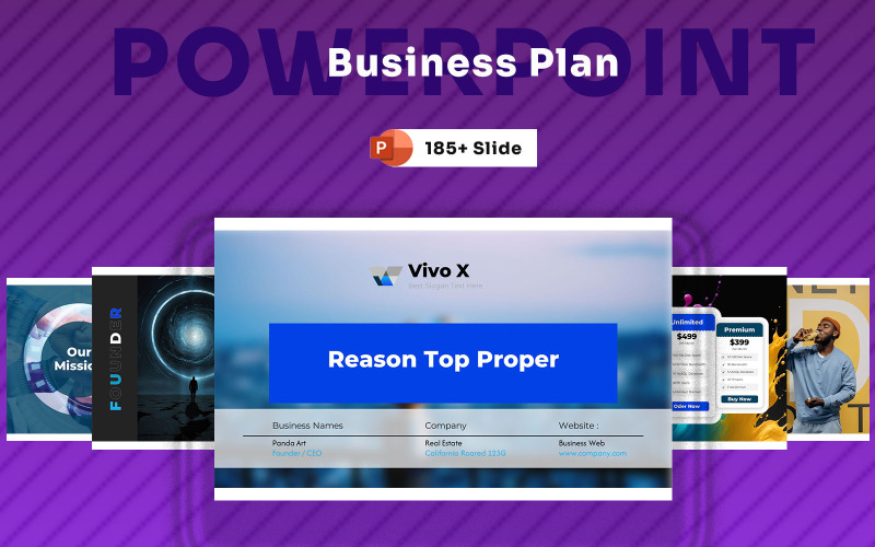Modello di business plan blu di tendenza