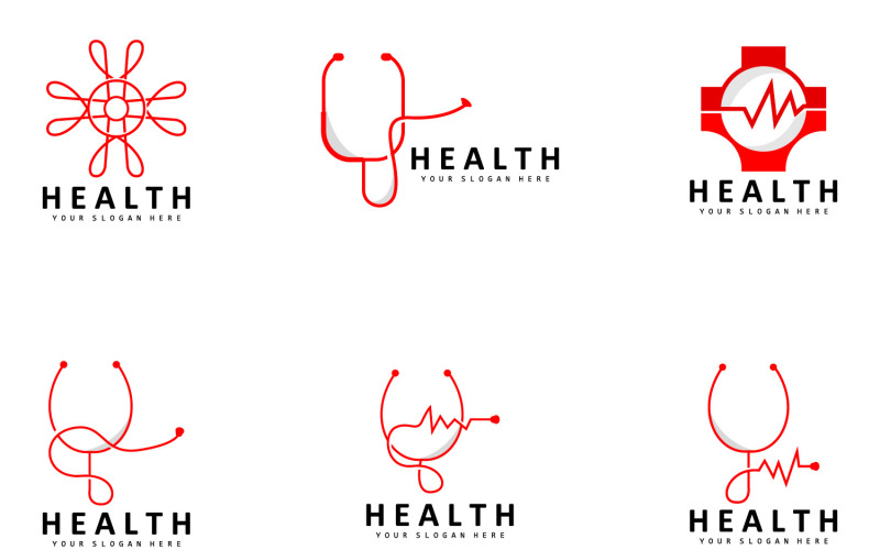 Простий дизайн логотипу стетоскопа для охорони здоров’я V1