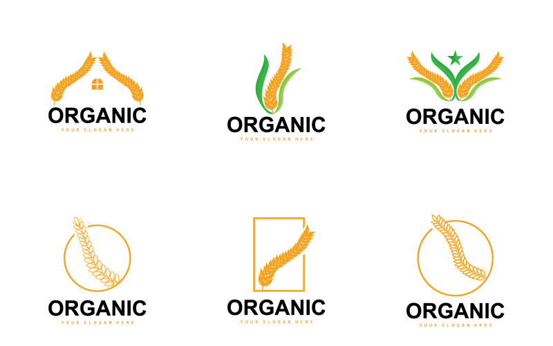 Logo pšenice rýže Zemědělská organická rostlina VectorV2