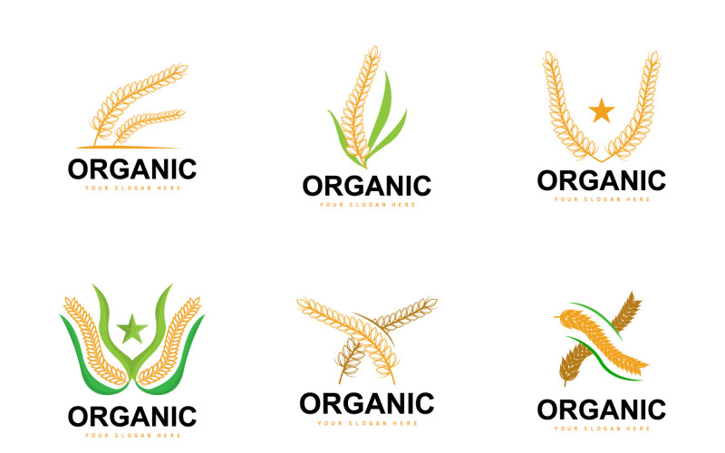 Logotipo De Arroz Trigo Planta Orgánica Agrícola VectorV1