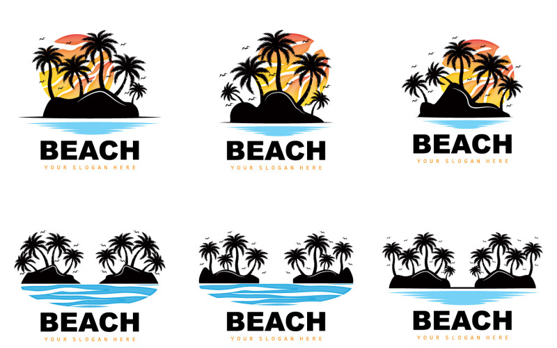 Palmier Logo Plage Vecteur Été DesignV3