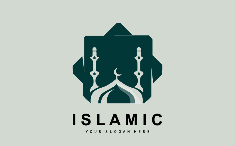 Szablon projektu logo meczetu ramadan wektorV13