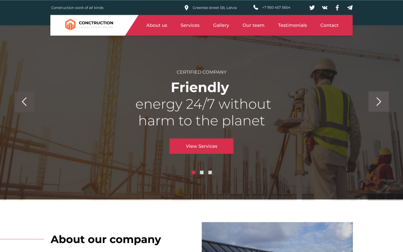 Construct - Plantilla de página de destino de construcción gratuita