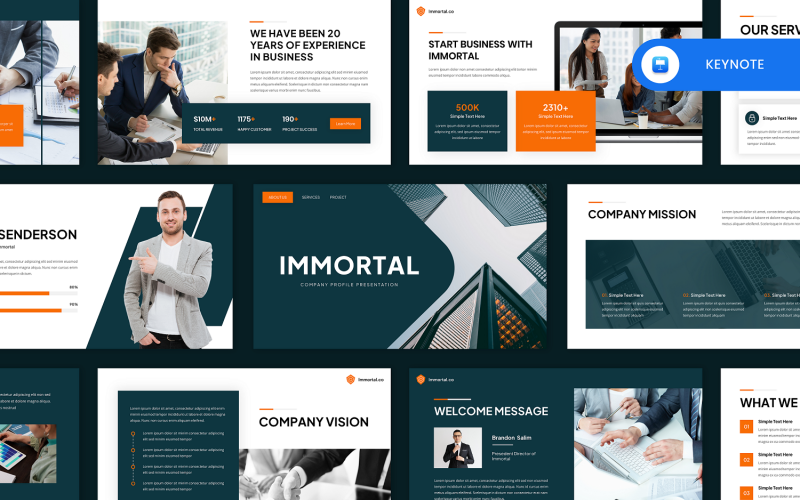 Imortal - Modelo de Keynote de Perfil da Empresa
