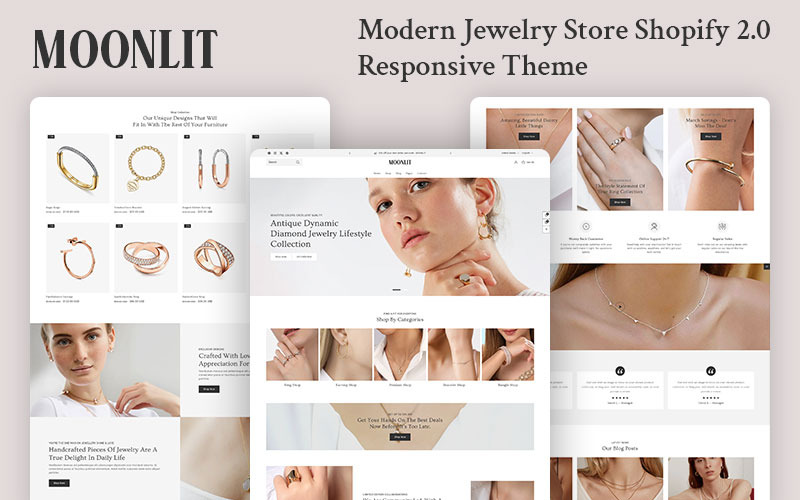 Moonlit - Tema adaptable de Shopify 2.0 para joyería moderna