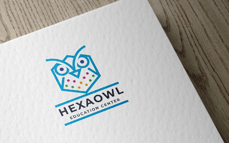 Plantilla profesional de logotipo de búho hexa