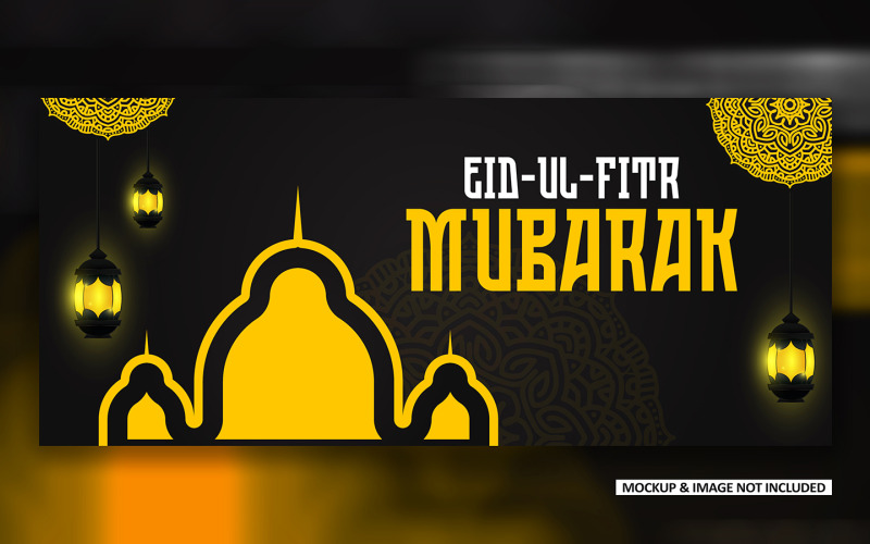Design del post di saluto Eid con audace mandala art, vettore EPS.