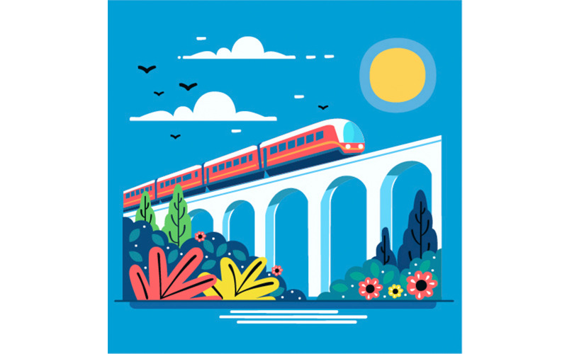Dia Nacional do Trem em ilustração estilo cartoon