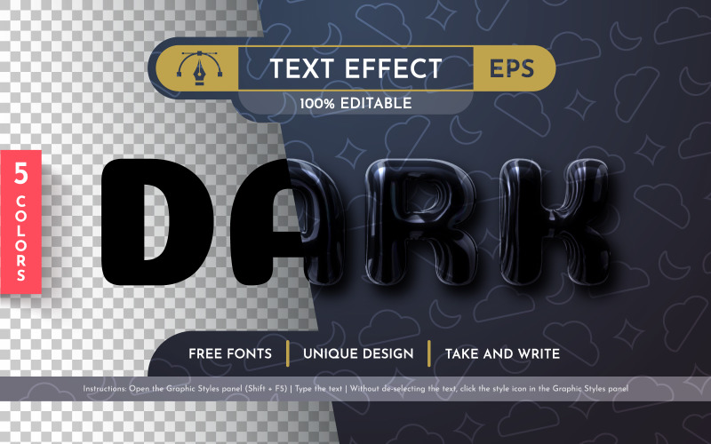 5 Plastic Editable Text Effects, Graphic Styles