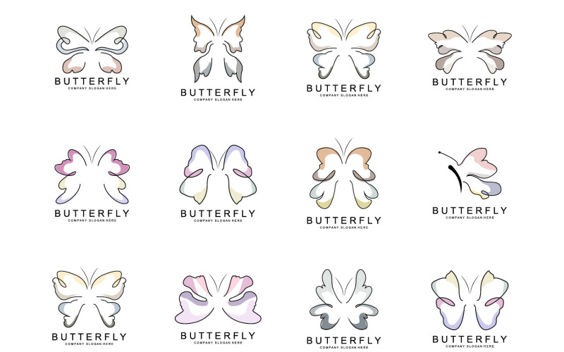 Kelebek logo vektör güzel uçan hayvan v4