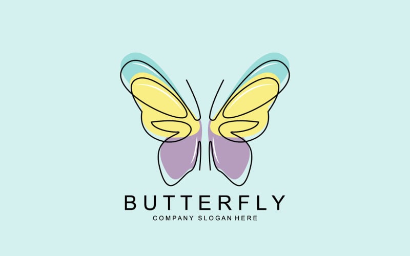 Logotipo de borboleta vetor lindo animal voador v13