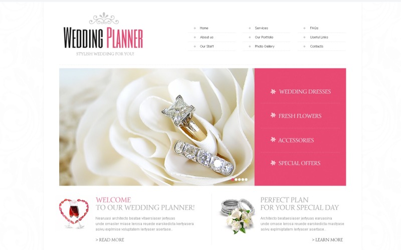 Modello di sito Web di Wedding Planner