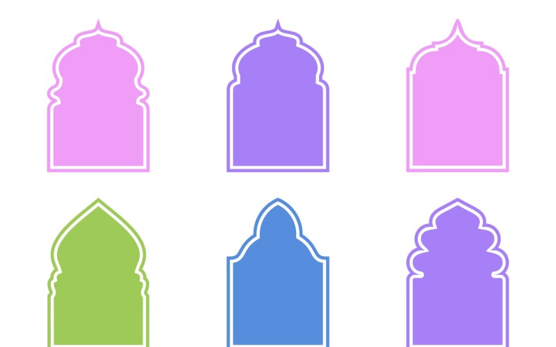 Islamic Arch Design Glyph med kontur Set 6 - 2