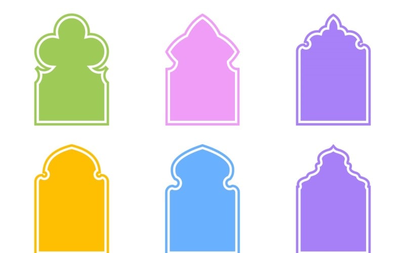 Islamic Arch Design Glyph med kontur Set 6 - 12