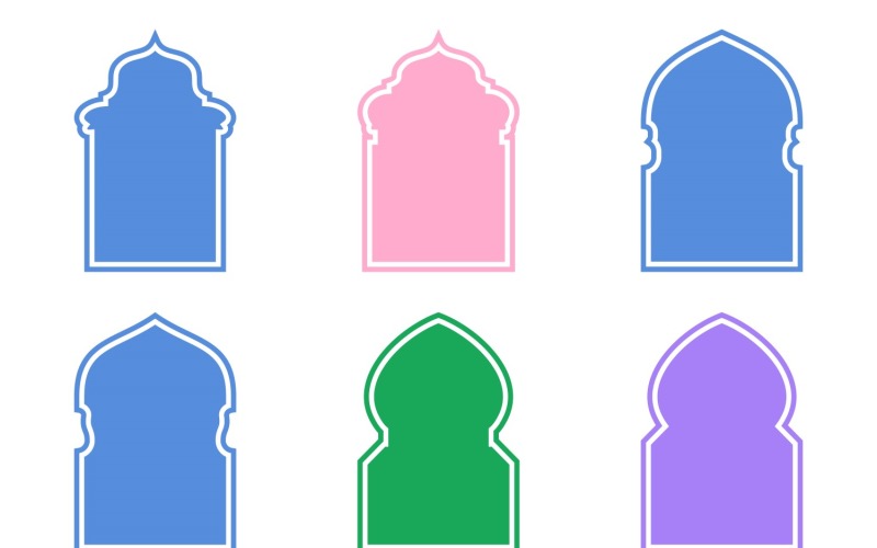 Glifo de diseño de arco islámico con contorno Conjunto 6 - 19