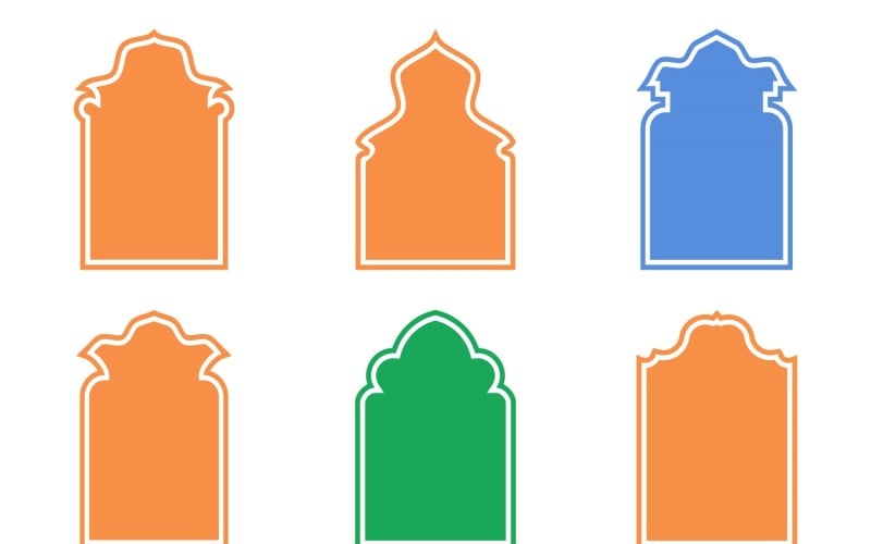 Islamic Arch Design Glyph med kontur Set 6 - 20