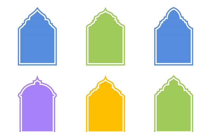 Islamic Arch Design Glyph körvonallal, készlet 6-28