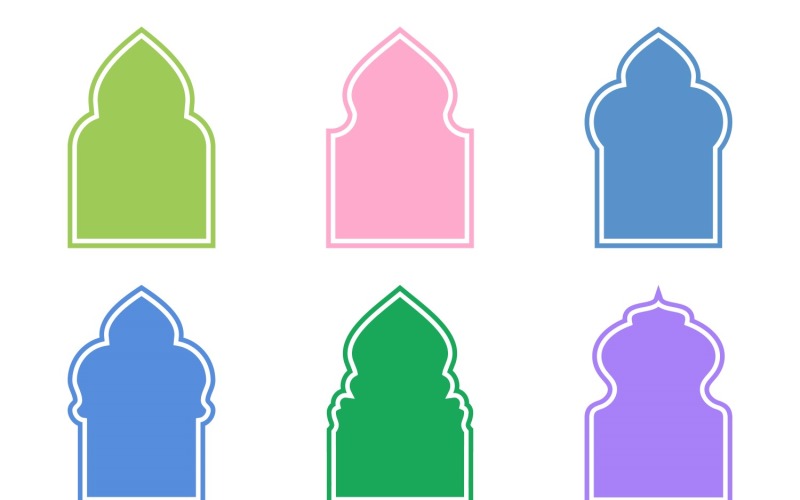 Islamic Arch Design Glyph med kontur Set 6 - 33