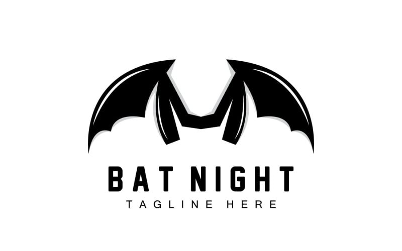 Logotipo de murciélago colgante Bat Animal Vector v5