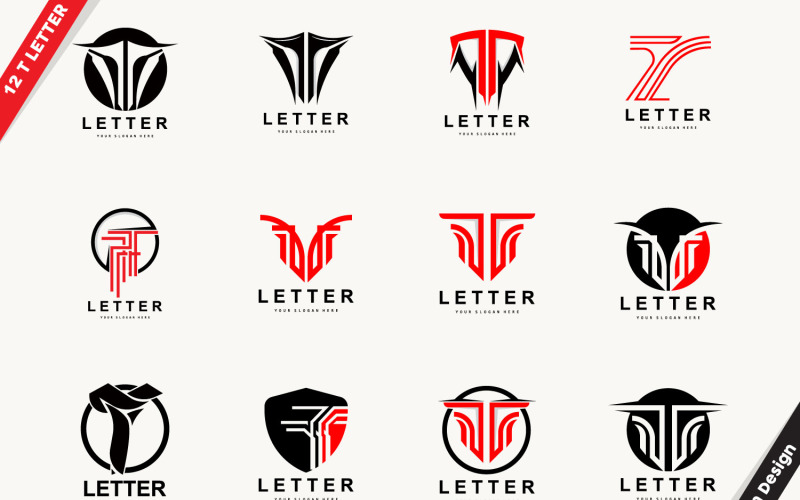 Minimale initiële T Letter Logo Vector v3