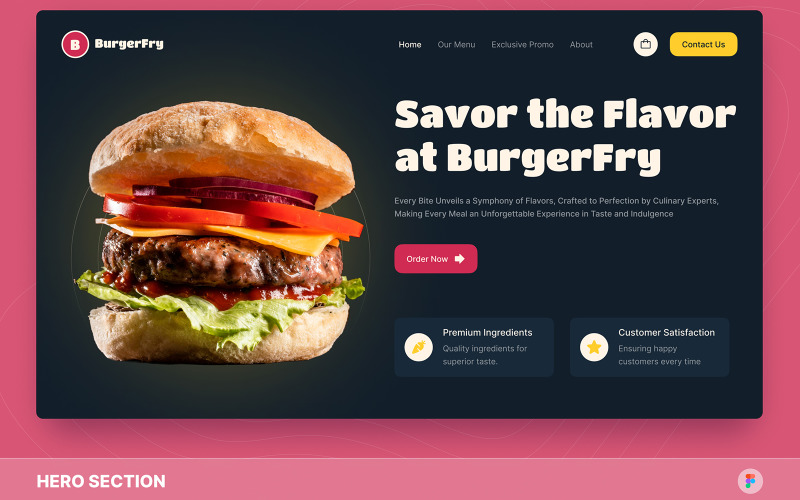BurgerFry - Modelo Figma da seção Fast Food Hero