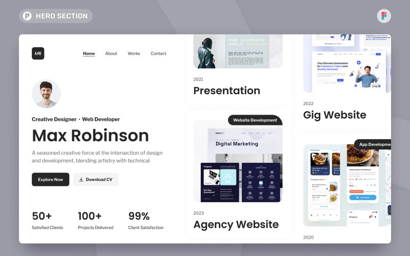 Max - Personal Portfolio Hero Section Figma Template